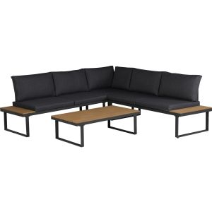 Conjunto de jardín con sofá esquinero con acabado imitación madera <<fiora>