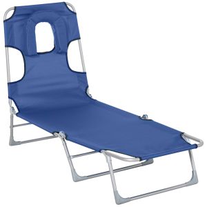 Tumbona reclinable metal, tela oxford color azul 182x56x24.5 cm outsunny