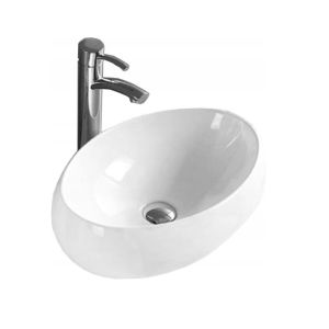 Lavabo cerámico sobre encimera, 60x40x15 cm, blanco