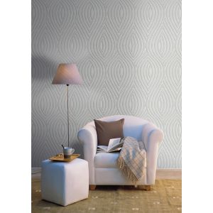 Papel pintado texturizado tnt geométrico ondas ornament gris