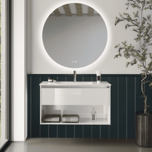 Mueble de baño | lavabo sob. |  1 cajón|1 hueco | 100 cm blanco tir. Cromo