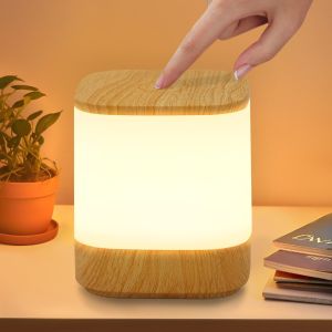 Nettlife lámpara de mesa LED madera 9.8x9.8 ip20