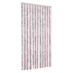vidaXL cortina antimoscas chenilla gris plateado y rosa 100x230 cm