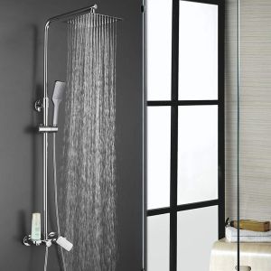 Kibath columna ducha monomando dua cuadrada de 79-125 cm cromo brillo