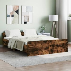 Cama con cabecero piecero roble ahumado 135x190cm