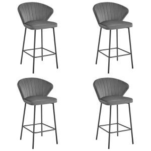 Taburete de bar valora gatta, terciopelo gris oscuro, patas negras (x4)