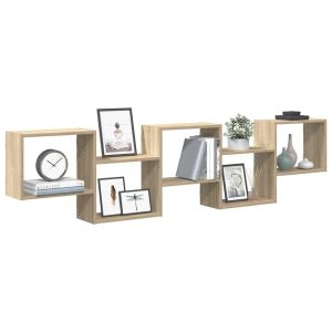 Estante cubo de pared 5 compartimentos madera roble sonoma