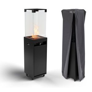 Calefactor gas exterior faro hasta 8 kw portátil vidrio templado negro