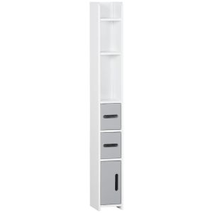 Armario de baño 15x17x120 cm color gris kleankin, hogar - baño