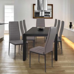 Lote de 6 sillas acolchadas de PVC gris - 42x48x97 cm