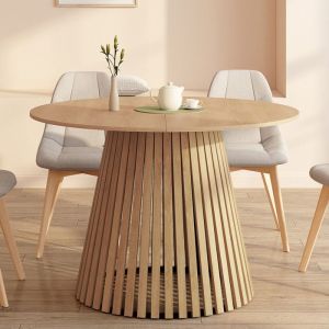 Mesa de comedor redonda de madera - 6 plazas - 110 cm