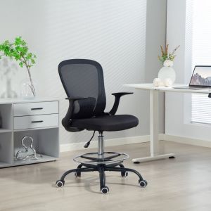 Silla oficina ergonómica negra con reposapiés circular
