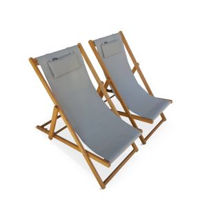Hamaca plegable de madera de eucalipto, set de 2, creus, gris pardo,