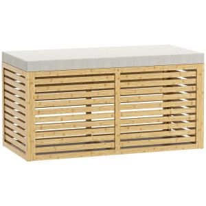 Baúl de almacenaje 90x42x43 cm poliéster, bambú bicolor Homcom