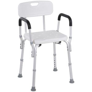 Silla para ducha 51.5x51.5x84 cm aleación de aluminio color blanco Homcom