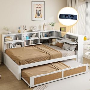 Canapé cama 140x200cm extensible 90x190 con almacenaje blanco
