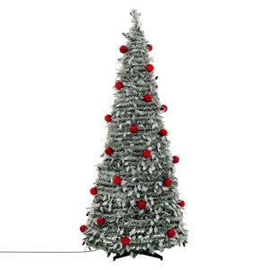 Árbol de navidad artificial plegable decorado nevado 180cm con luz LED