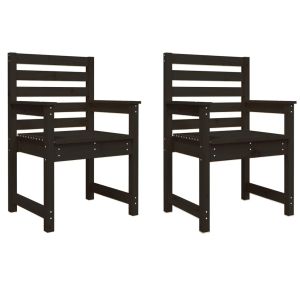vidaXL sillas de jardín 2 uds madera maciza pino negro 60x48x91 cm