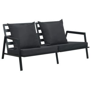 vidaXL sofá de jardín de 2 plazas con cojines aluminio gris oscuro