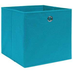 vidaXL cajas de almacenaje 10 uds tela azul celeste 32x32x32 cm