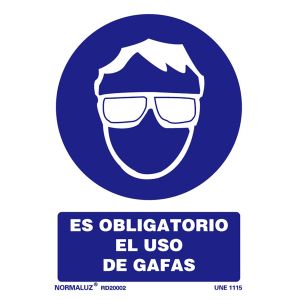 Señal obligación uso gafas 210x297mm rd20002