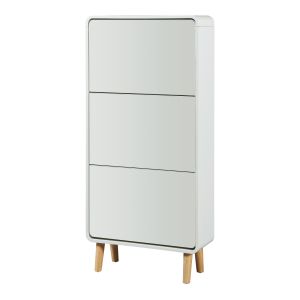 Zapatero aure con 3 puertas abatibles 134x63x24 cm - blanco [en.casa]