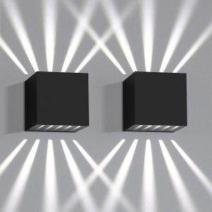 Nettlife aplique pared LED negro 10x10 (2er-set) 6000k
