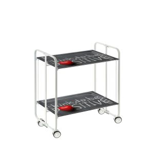 Carrito auxiliar con ruedas bauhaus armazón metálico blanco, 2 bandejas