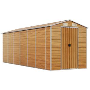 vidaXL caseta de jardín acero galvanizado marrón claro 191x555x198 cm