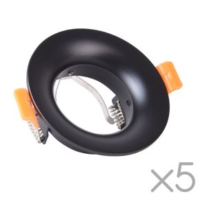 Pack 5 aro empotrable basic ii redondo negro wonderlamp 1xgu10 ø85mm