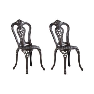 Conjunto de 2 sillas de jardín bovino metal marrón oscuro