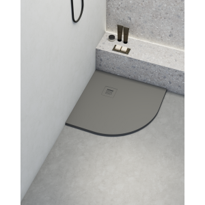 Plato de ducha poaLGi - 90x90 cm semicircular - gris - extraplano