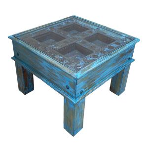 Mesa de centro de madera artesanal 57x57x45h cm