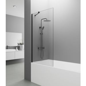 Panel fijo de bañera screen 150x85cm negro + brazo ajustable