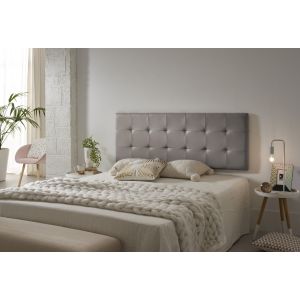 Cabecero de cama 150 capitone cuadros polipiel 152x57x5cm gris