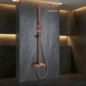Imex - columna ducha monomando con grifo oro rosa serie olimpo
