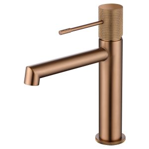 Imex - grifo monomando lavabo caño bajo oro rosa serie line