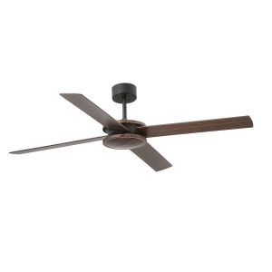 Ventilador de techo sin luz acero negro aspas madera negro-marrón