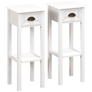 Mesas auxiliare 30x30x75 cm mdf color blanco Homcom