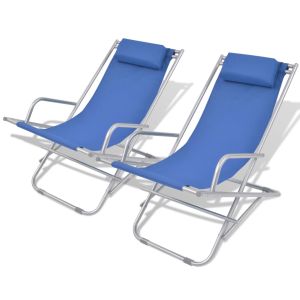 vidaXL tumbonas reclinables 2 unidades acero azul