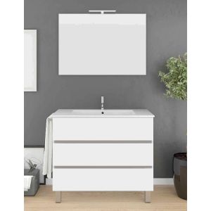 Mueble de Baño IMPERIA 3 cajones incluye lavabo y espejo - Blanco 80 x 45 cm
