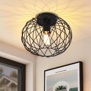 Nettlife lámpara de techo E27 redonda negra 30cm máx. Lámpara de de metal