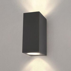 Black wall light LED cuadrado ip54 doble haz gu10