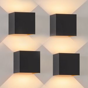 Nettlife aplique pared LED negro 10x10 (4er-set)