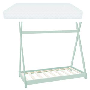 Cuna tipi con somier 70x140 cm menta de madera ml-design