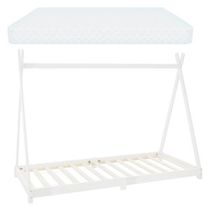 Cuna tipi con listones 90x200 cm diseño ml de madera blanca