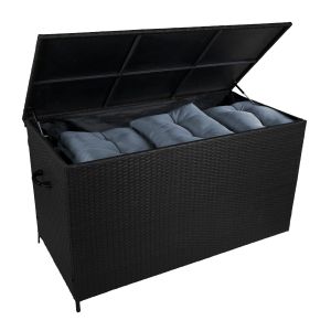 Caja de almacenamiento para exterior de ratán - negro