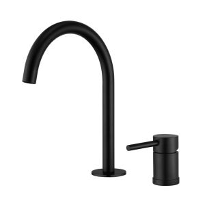 Valaz grifo de lavabo encastrado monomando cuello cisne negro mate