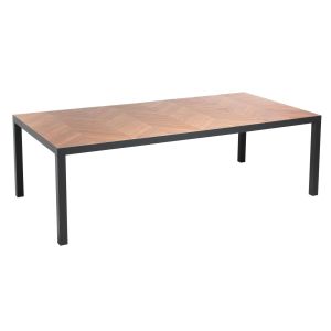 Mesa de jardín de cerámica con efecto de madera en forma de espiga