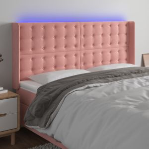 Cabecero con LED de terciopelo rosa 183x16x118/128 cm eso2002